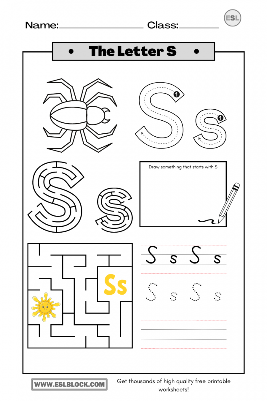 Tracing the Letter S Worksheets  Letter s worksheets