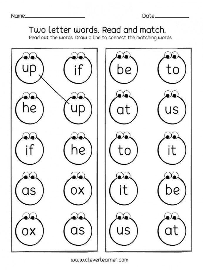 Two Letter Words Preschool Activity Worksheets  PDF