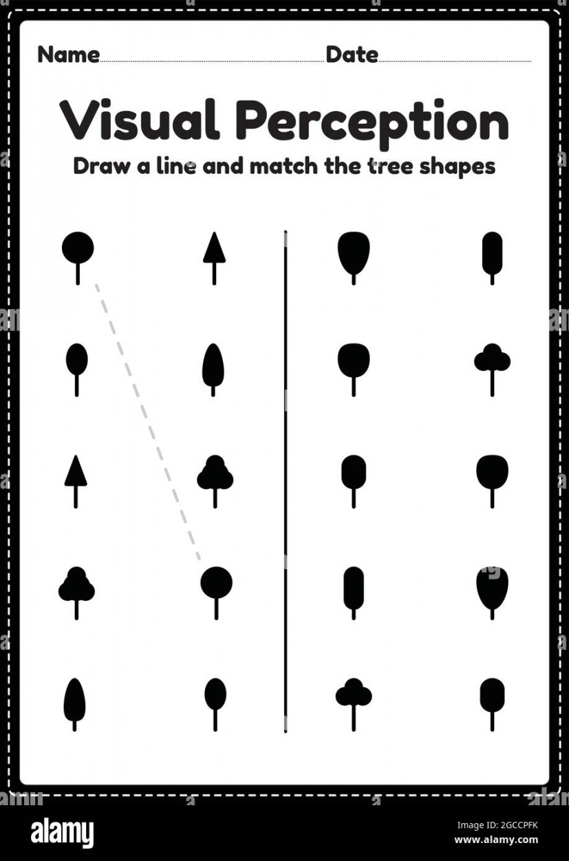 Visual perceptual activity skills shapes worksheet for preschool