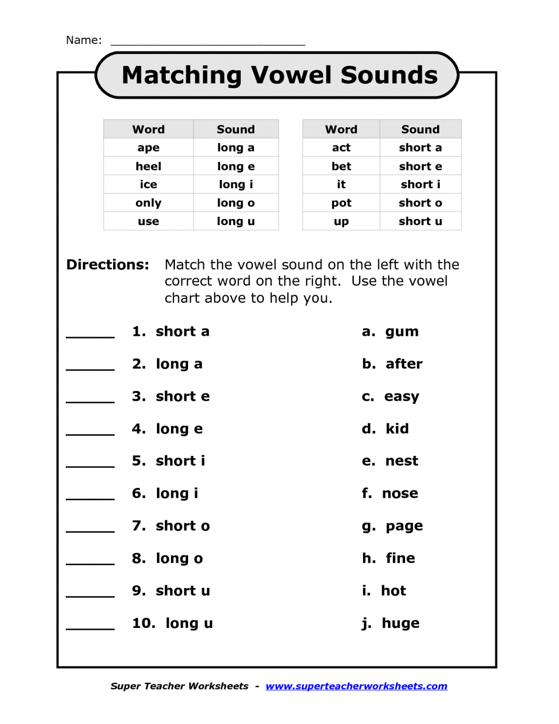 vowel sound - Buscar con Google  Vowel worksheets, Short vowel