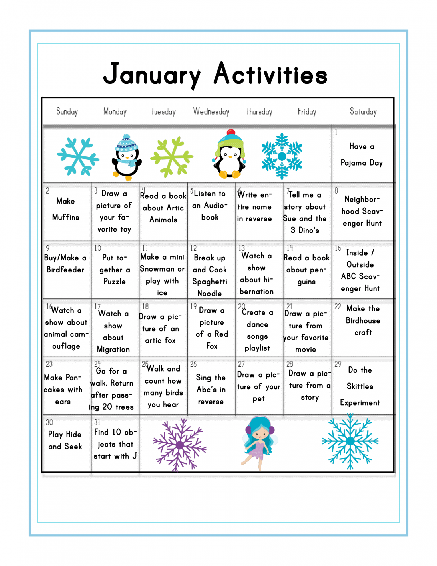 Winter activities pack for preschoolers – ReadCountCraft