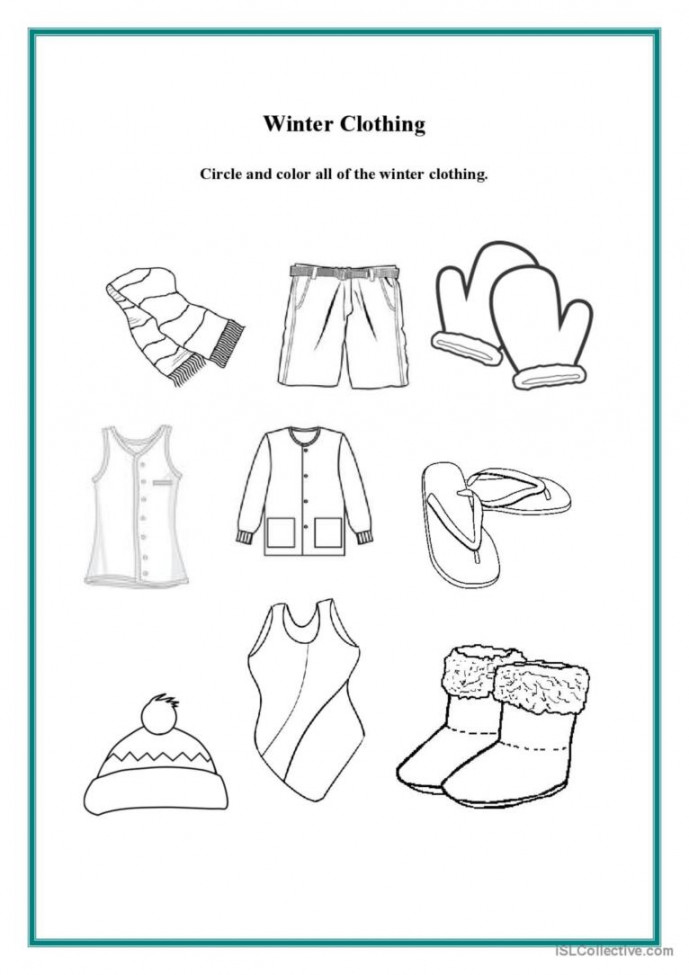 Winter Clothing: English ESL worksheets pdf & doc