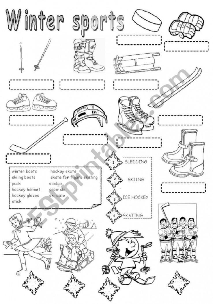 WINTER SPORTS - ESL worksheet by daka