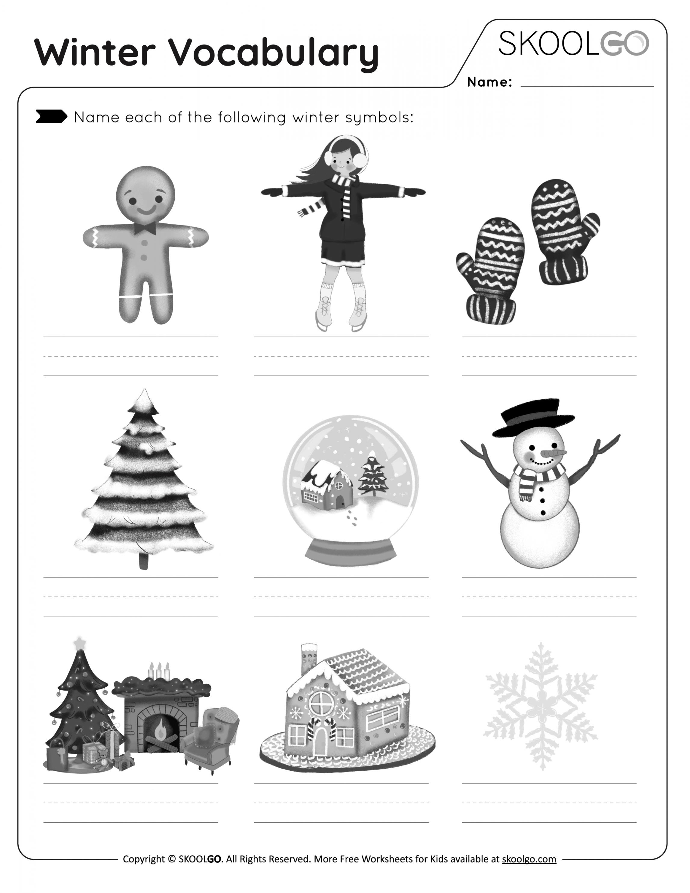 Winter Vocabulary - Free Worksheet - SKOOLGO