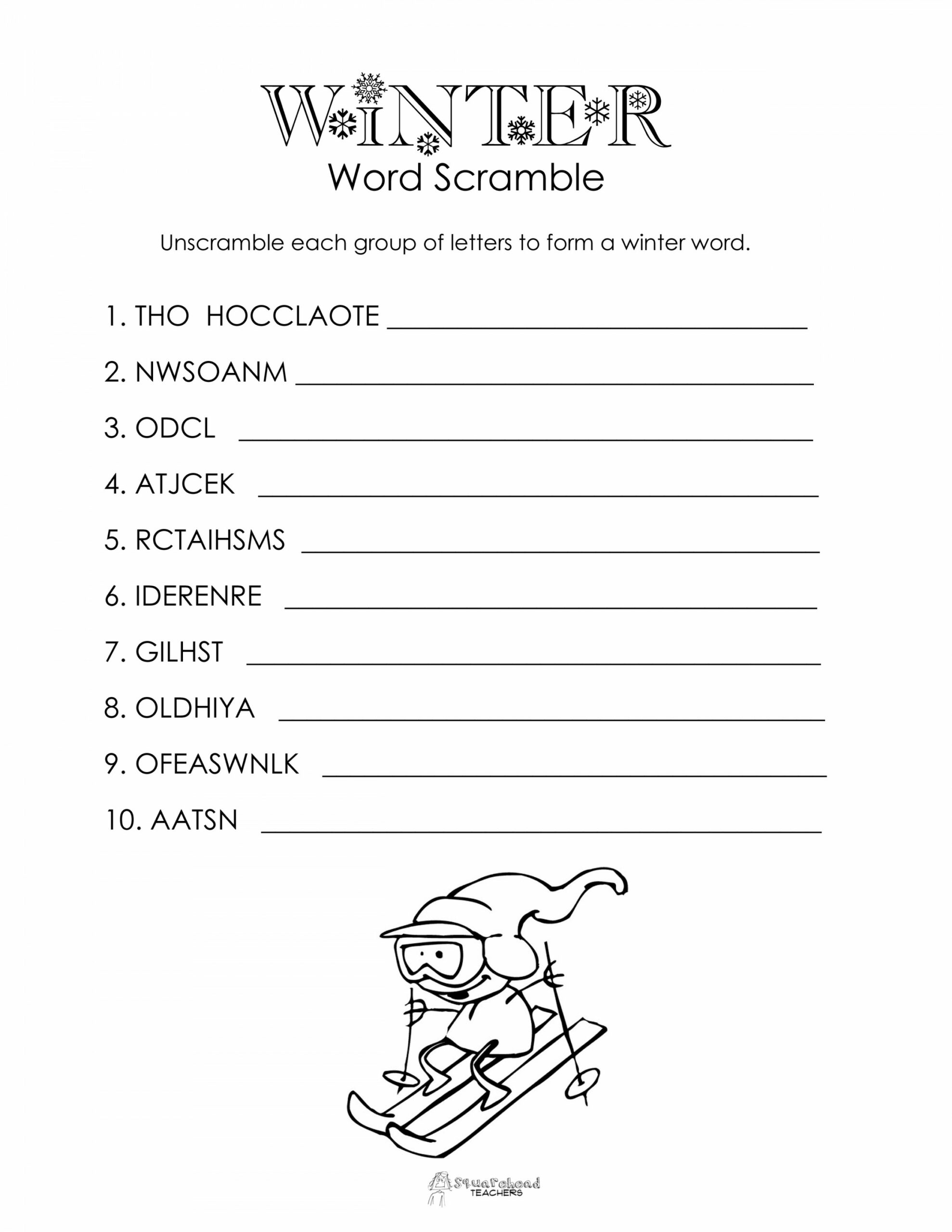 Winter Word Scramble (Free Worksheet!)  Squarehead Teachers