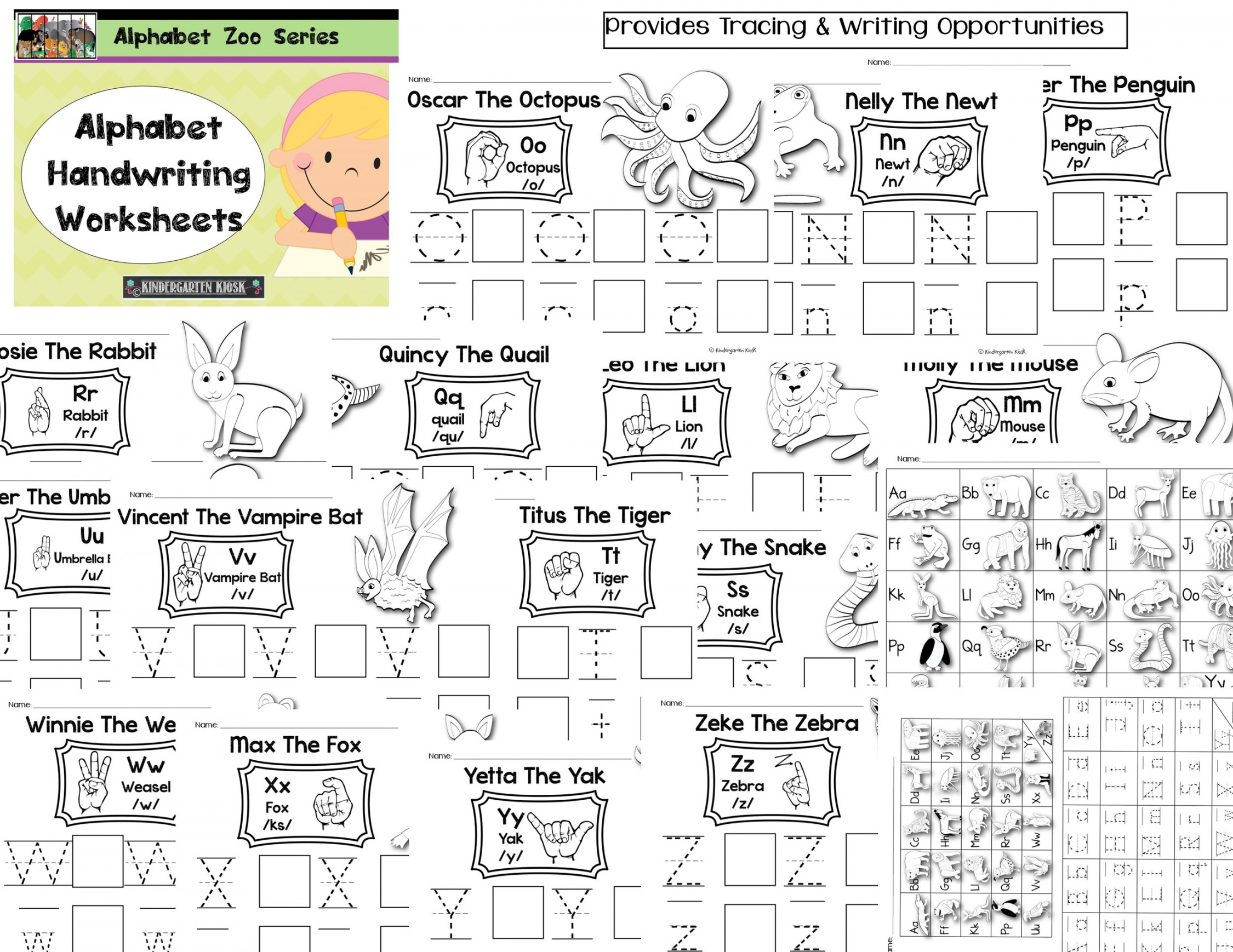 Alphabet Handwriting Worksheets Alphabet Zoo Phonics