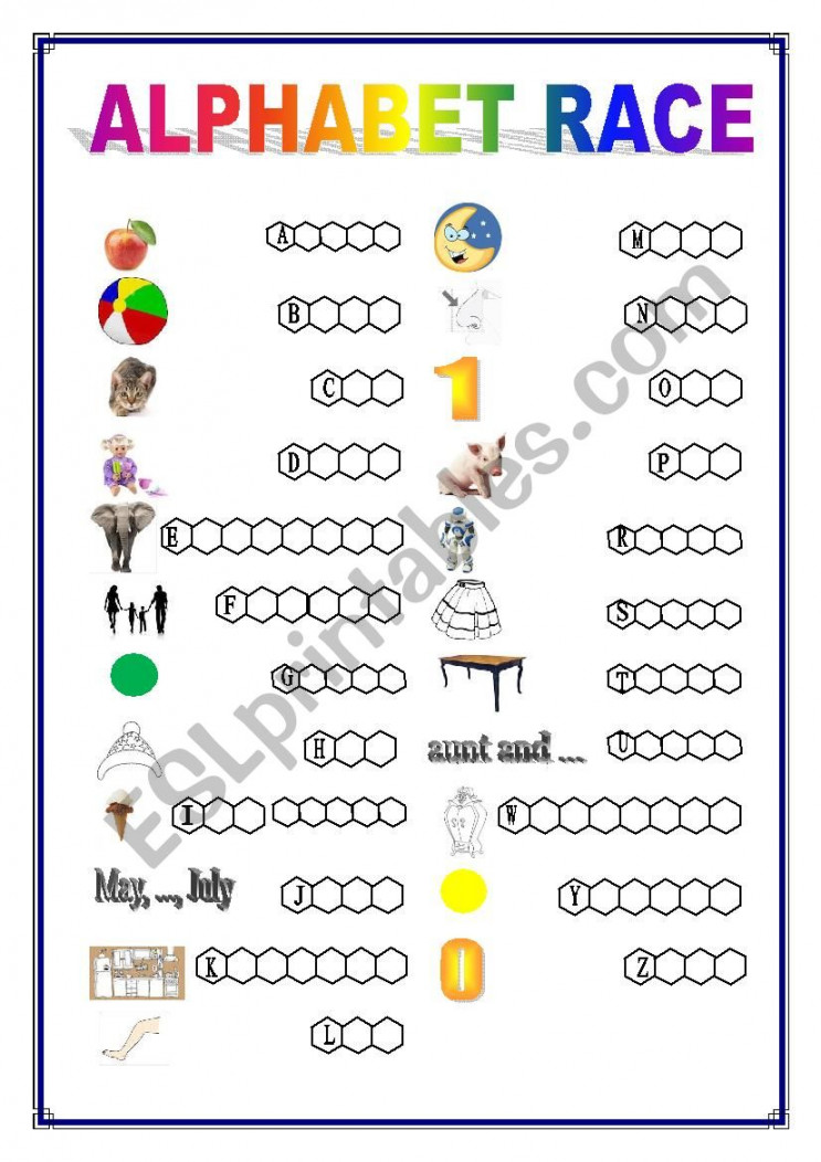 Alphabet race - kids grade  - ESL worksheet by pawag