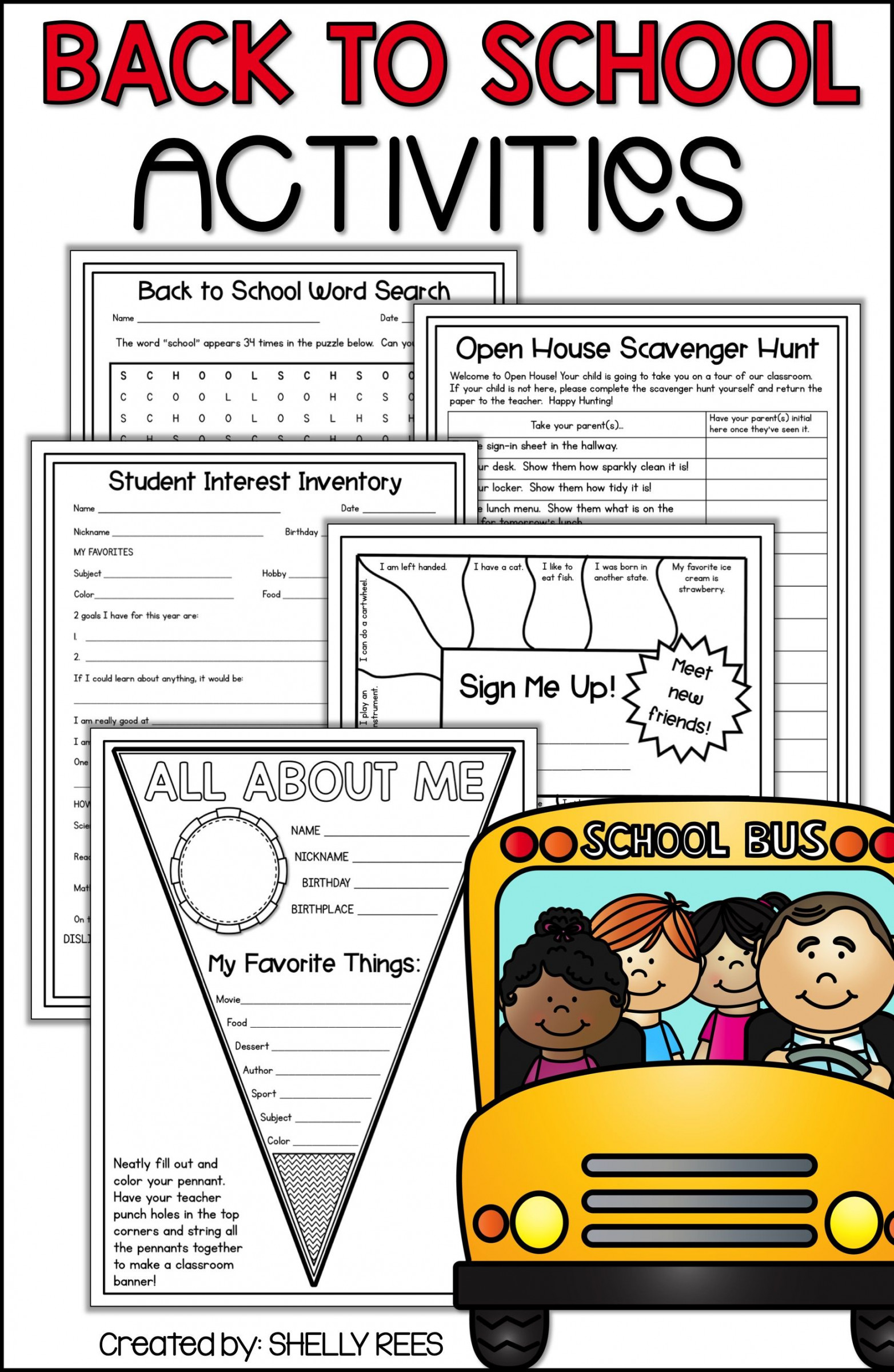 Back to School Activities for First Week of School Math Reading