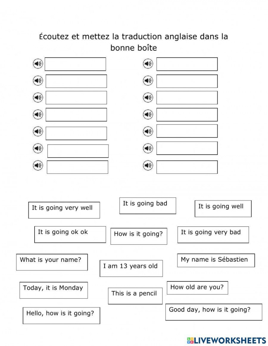 Basic French Phrases interactive worksheet  Live Worksheets