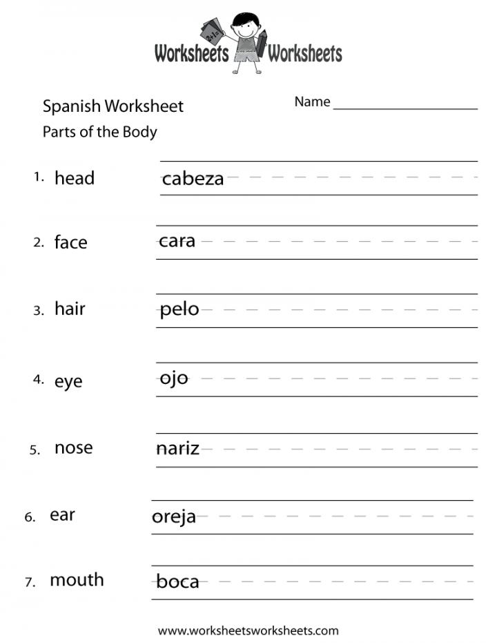 Beginning Spanish Worksheet  Worksheets Worksheets