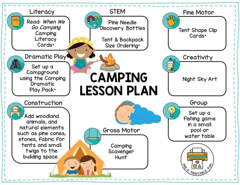 Camping Preschool Activities, Free Sample Lesson Plan and Lesson