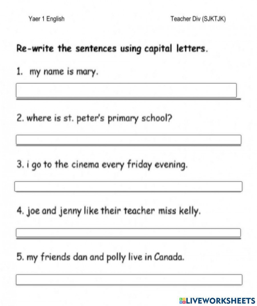 Capital Letters online pdf exercise for Grade   Live Worksheets