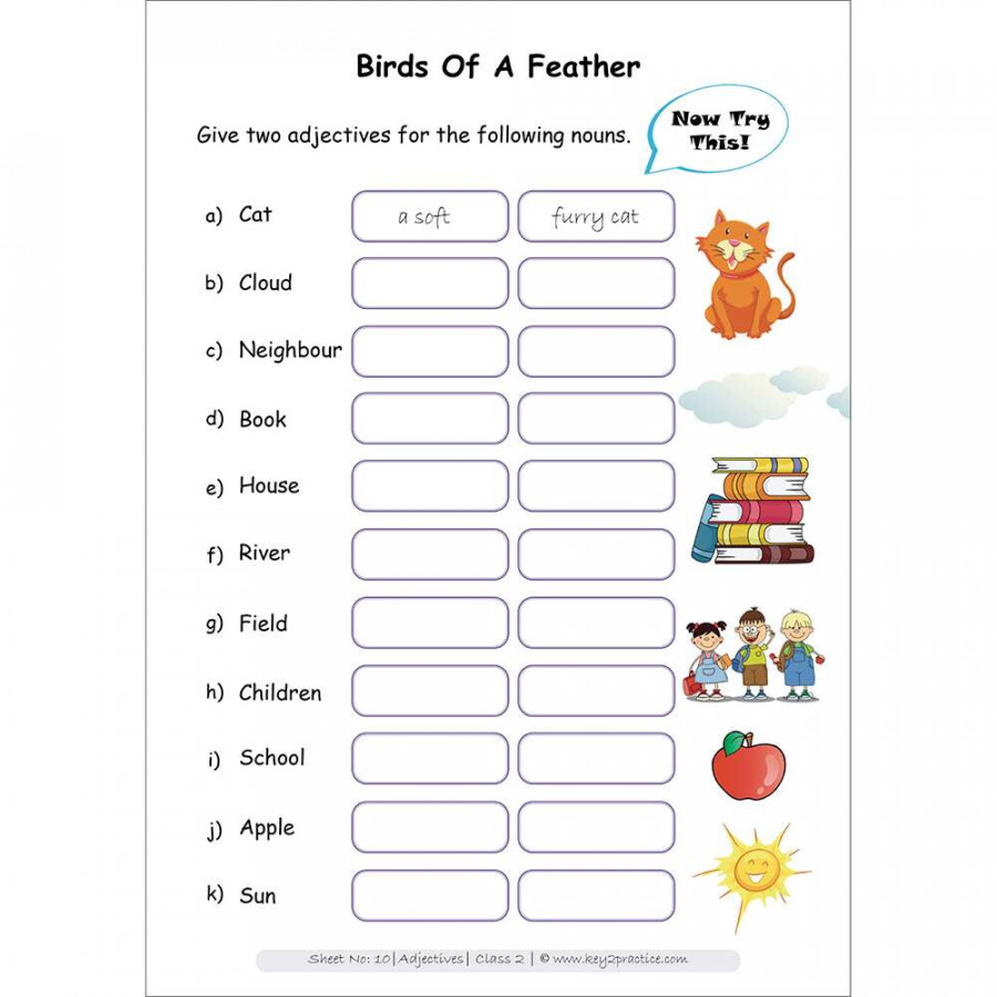 Class   English Grammar  Adjectives  Activity Based Worksheets