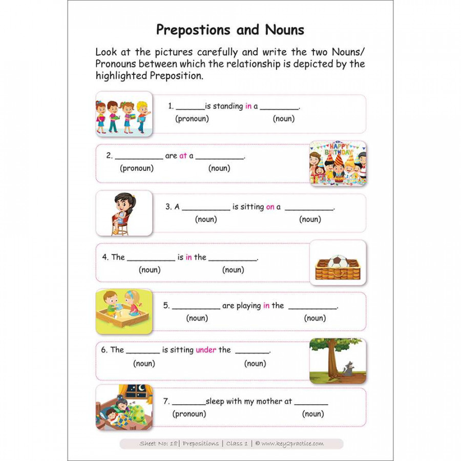 Class   English Grammar  Prepositions  Activity Based