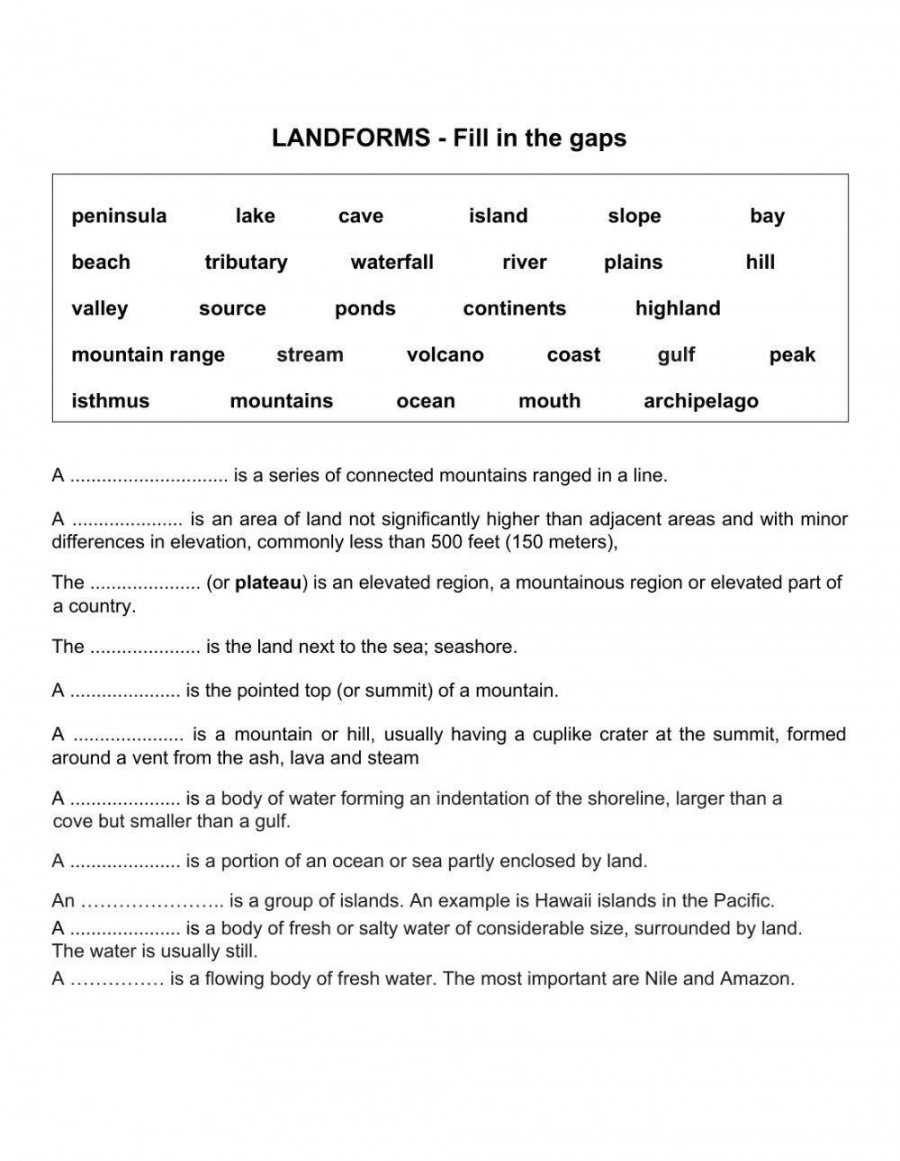 Definitions for physical geography worksheet  Live Worksheets