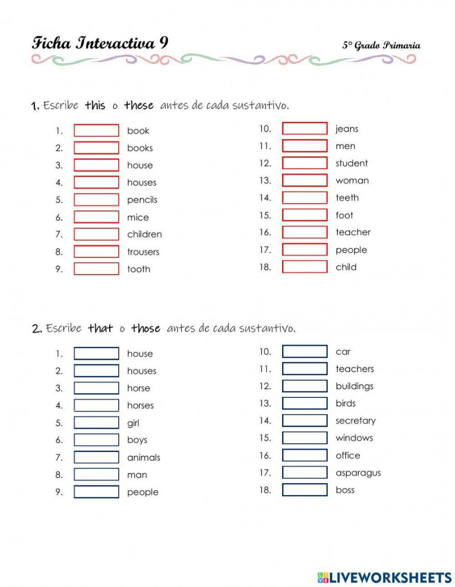 Demonstrative adjectives - .