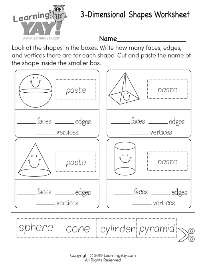 -Dimensional Shapes Worksheet for st Grade (Free Printable)