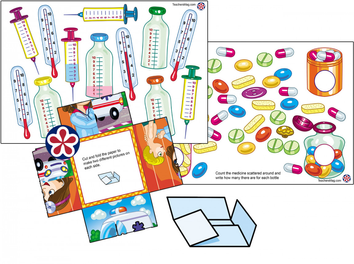 Doctor Themed Math Worksheets for Kindergarten Students