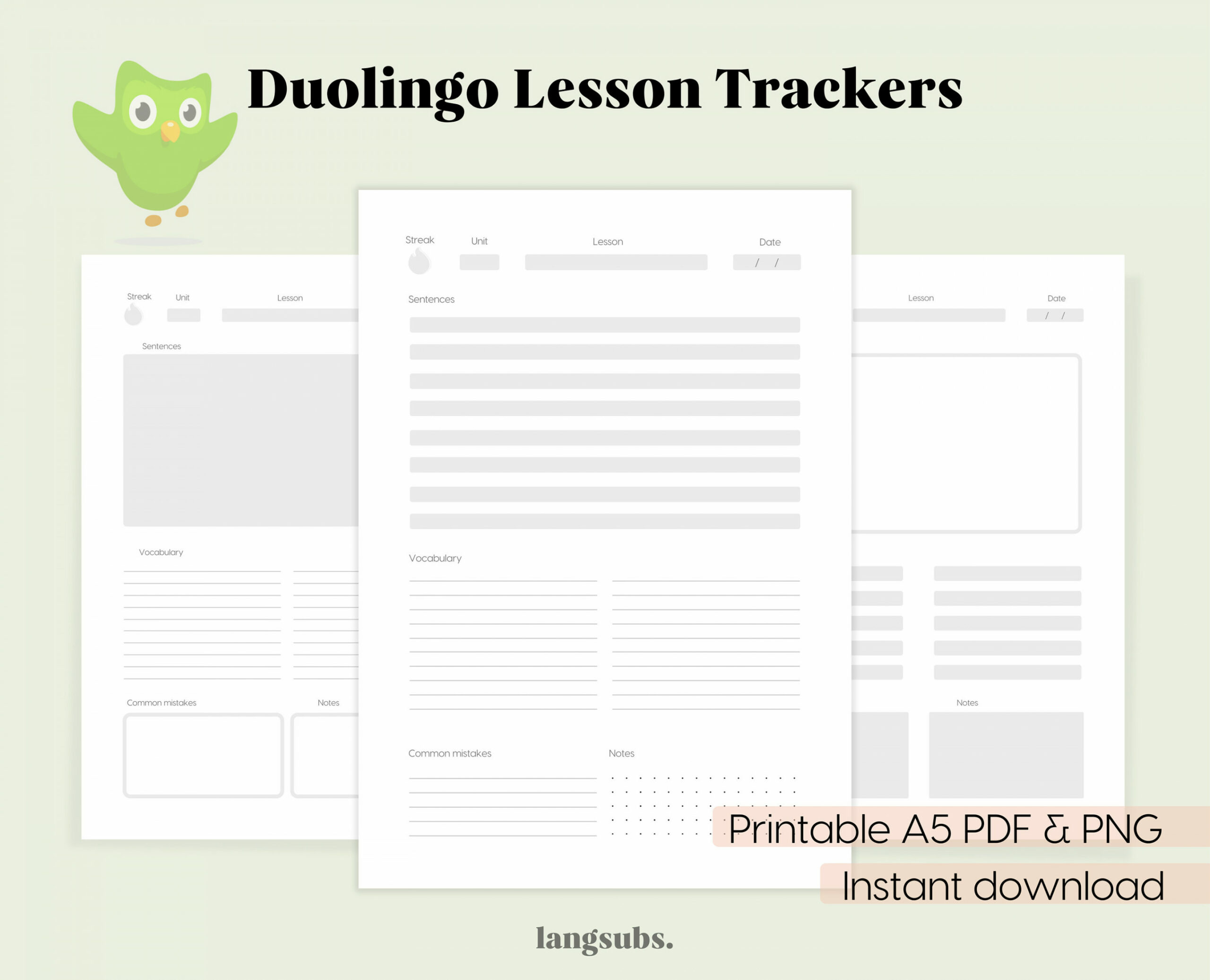 Duolingo Lesson Worksheets Printable PDF - Etsy