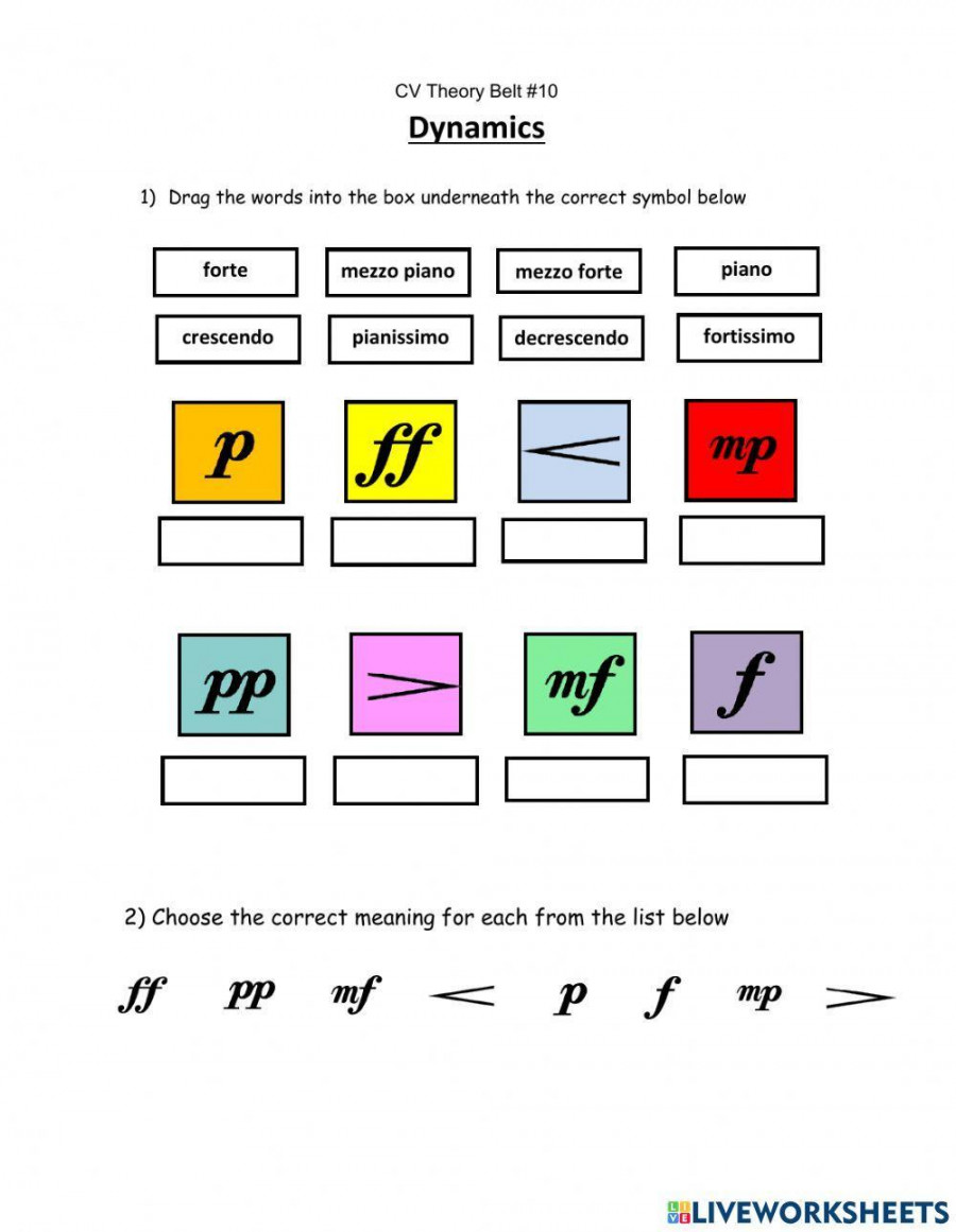 Dynamics in Music worksheet  Live Worksheets