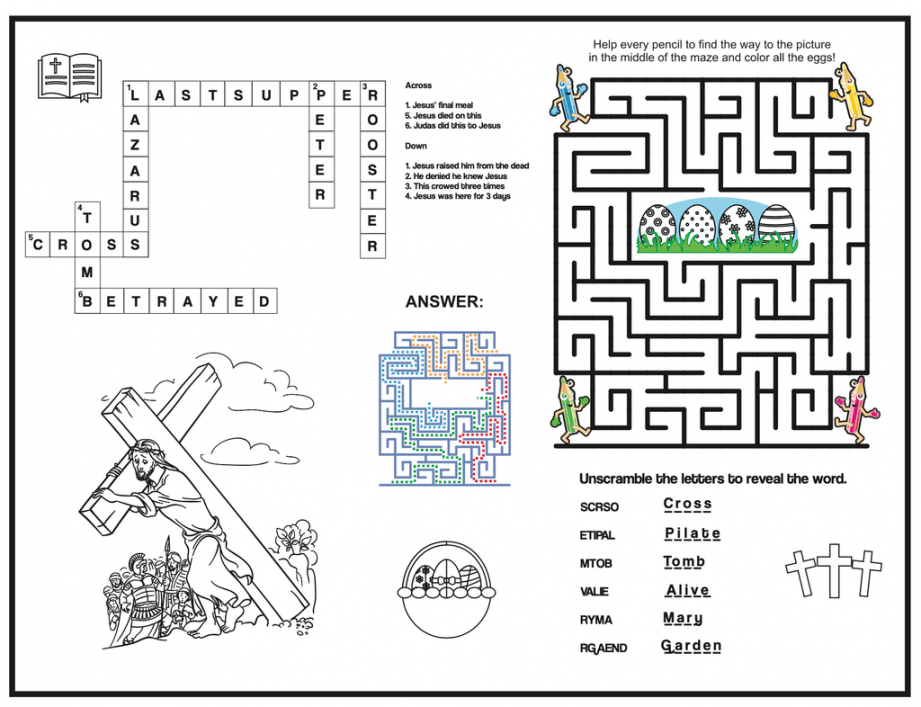 Easter Activity Sheet For Kids Church