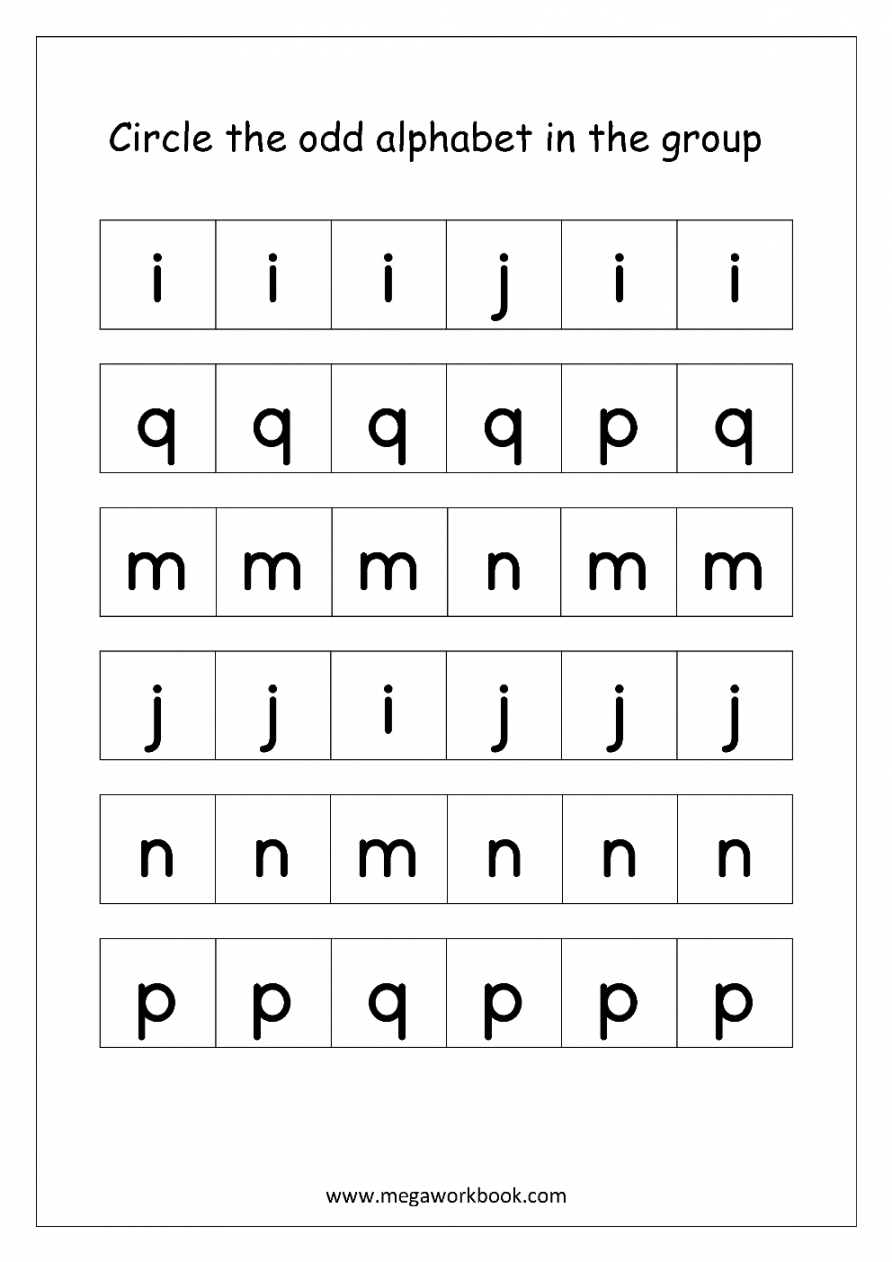 English Worksheet - Confusing Alphabets (Circle The Odd One Out