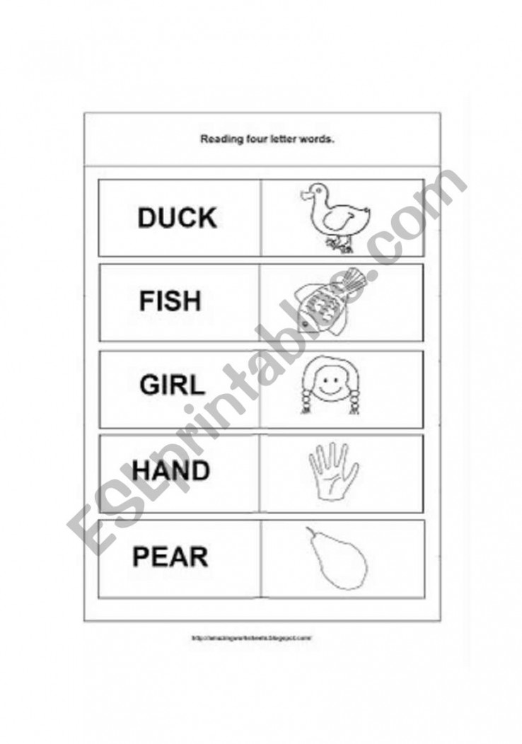 English worksheets: four letter words