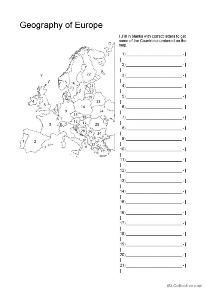 Exercise of European Geography Geogr: English ESL worksheets pdf