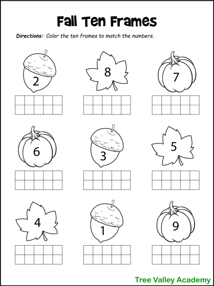 Fall Math Worksheets for Kindergarten, Preschool & st Grade