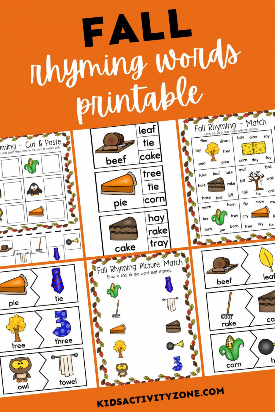 Fall Rhyming Words Activities FREE PRINTABLE! - Kids Activity Zone