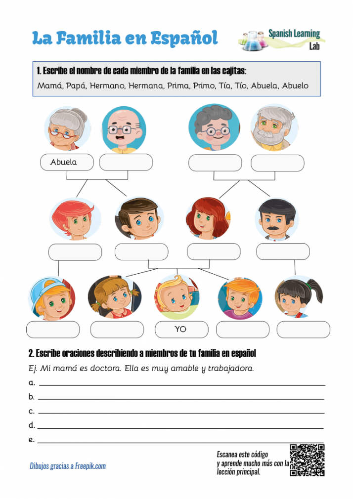 Family Tree in Spanish - PDF Worksheet - Spanish Learning Lab