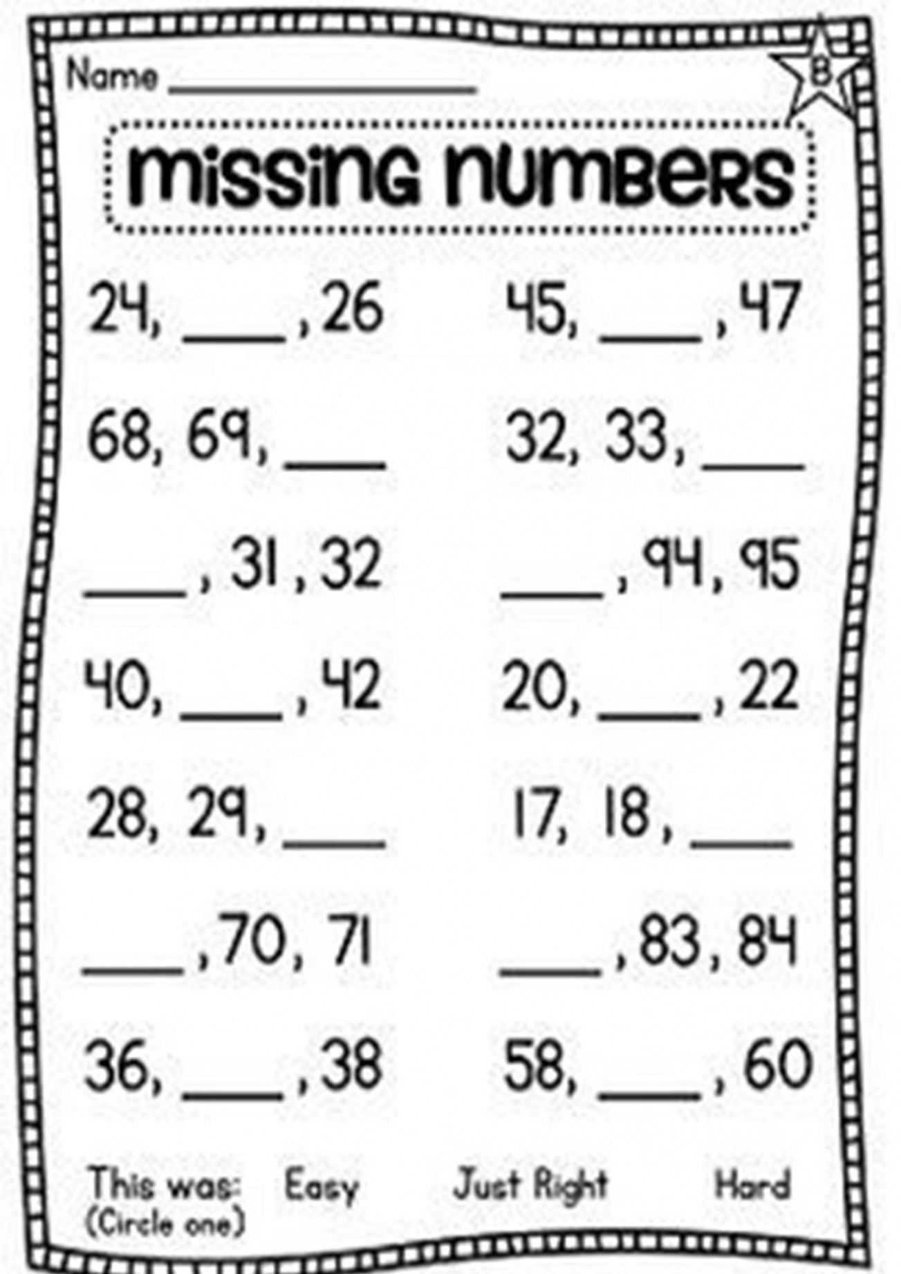 Free & Fun Missing Number Worksheets  First grade math, First