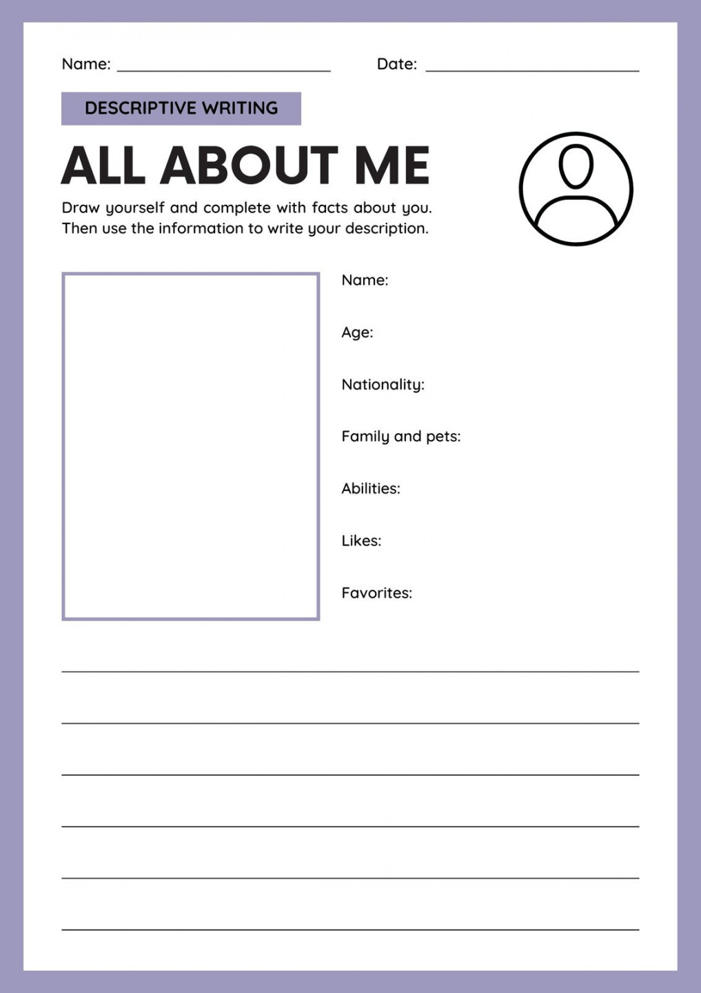 Free and printable All About Me worksheet templates  Canva