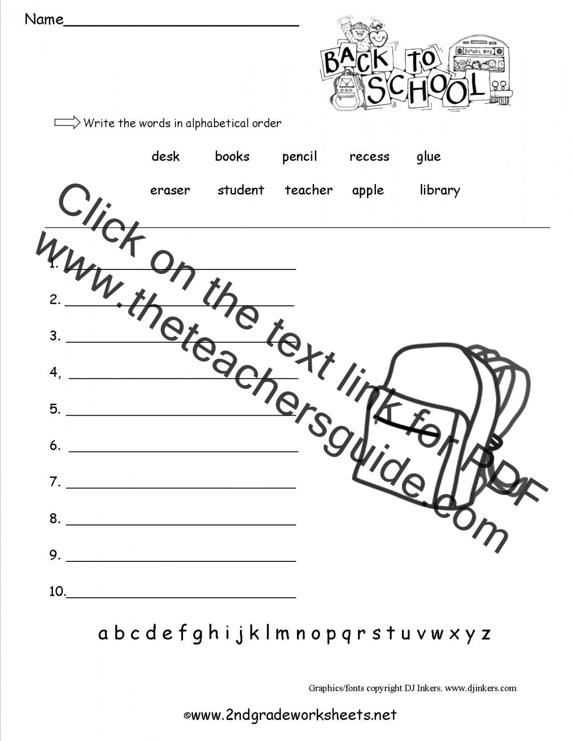 Free Back to School Worksheets and Printouts