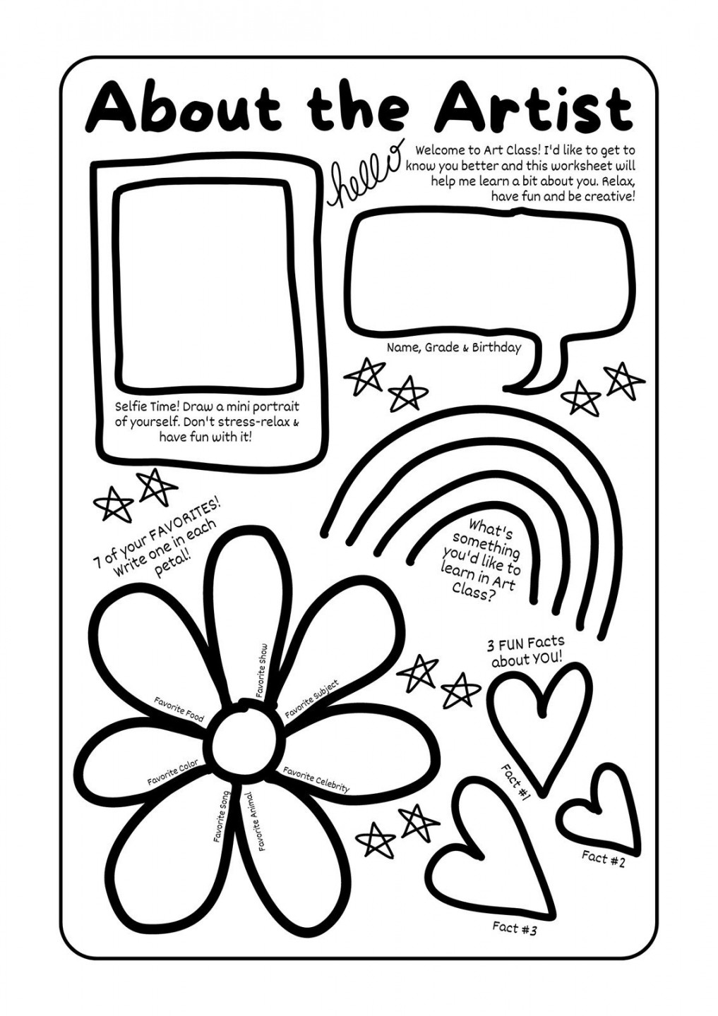 Free custom printable art worksheet templates  Canva