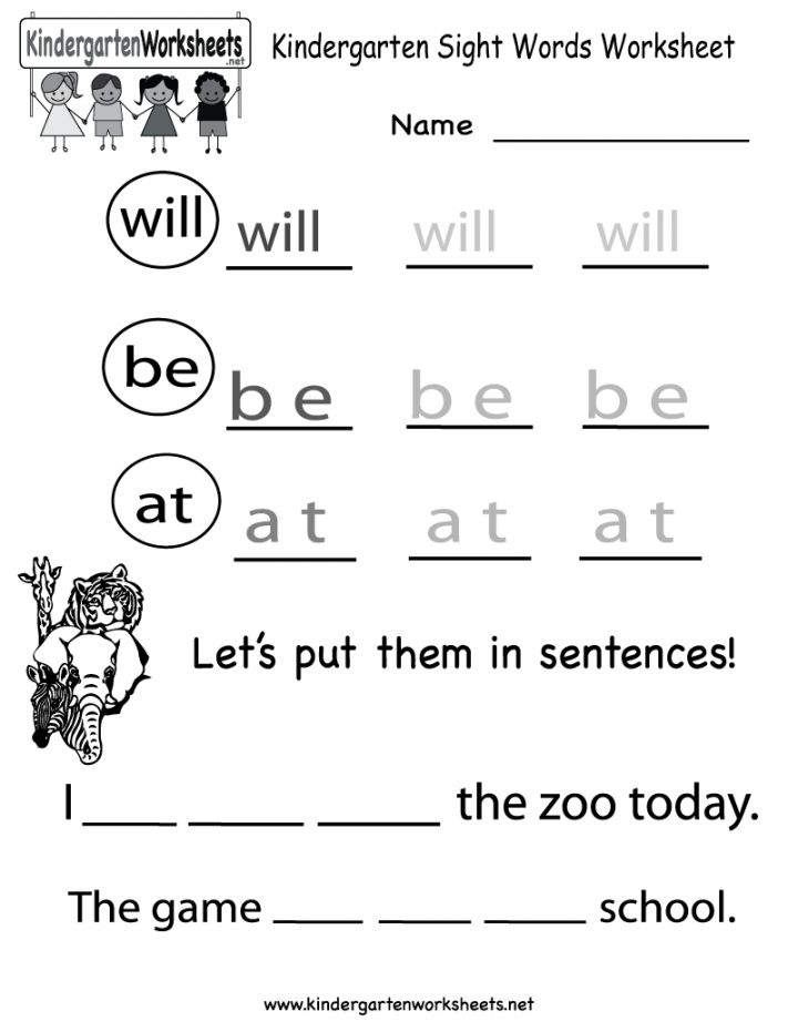 Free Kindergarten Sight Words Worksheets  Kindergarten Sight