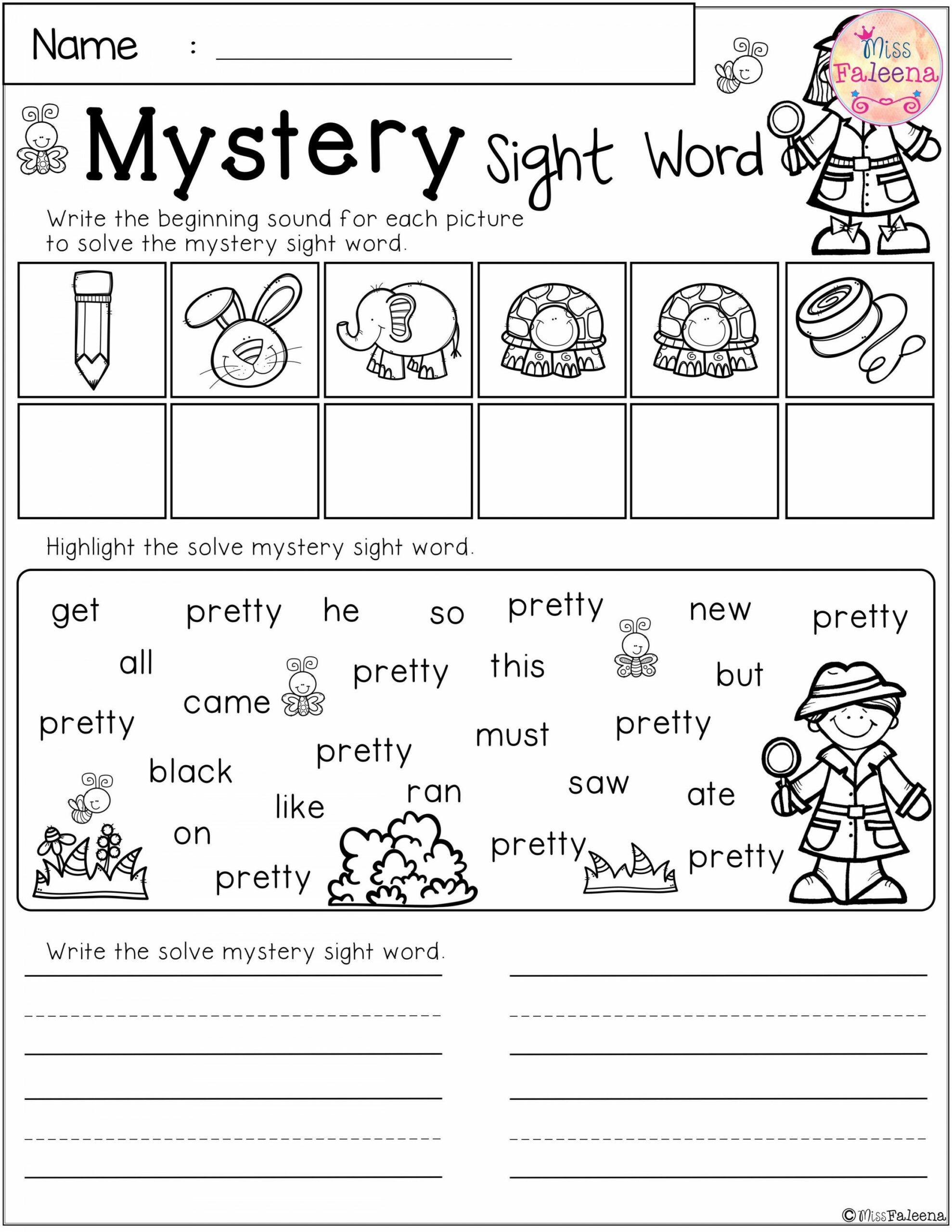 Free Mystery Sight Word Practice  Sight words kindergarten, Word