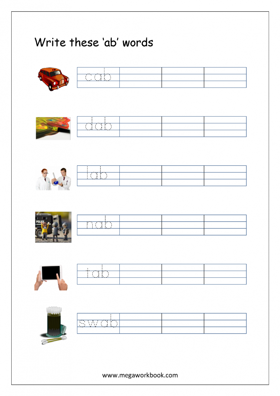 Free Printable CVC Words Writing Worksheets For Kids - Three