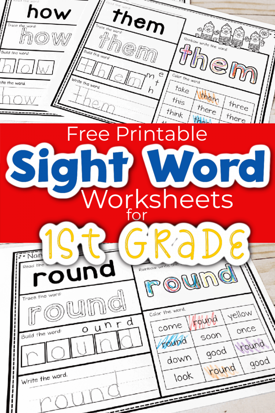 Free Printable First Grade Sight Words Worksheets -