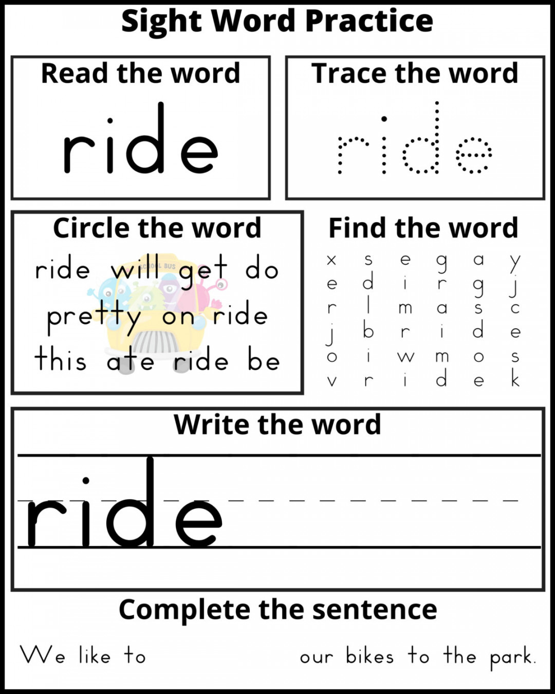 Free Printable Kindergarten Sight Word Practice Sheets - Frugal