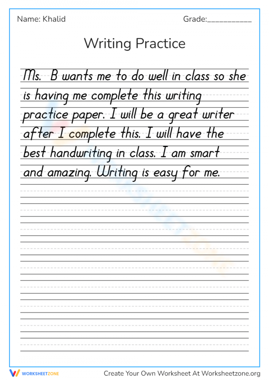 Free Printable Neat Handwriting Practice Sheets For All Ages