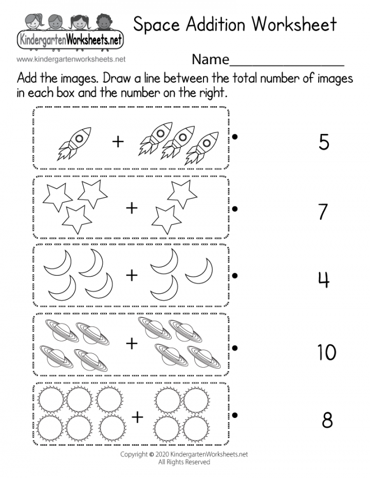 Free Printable Space Addition Worksheet