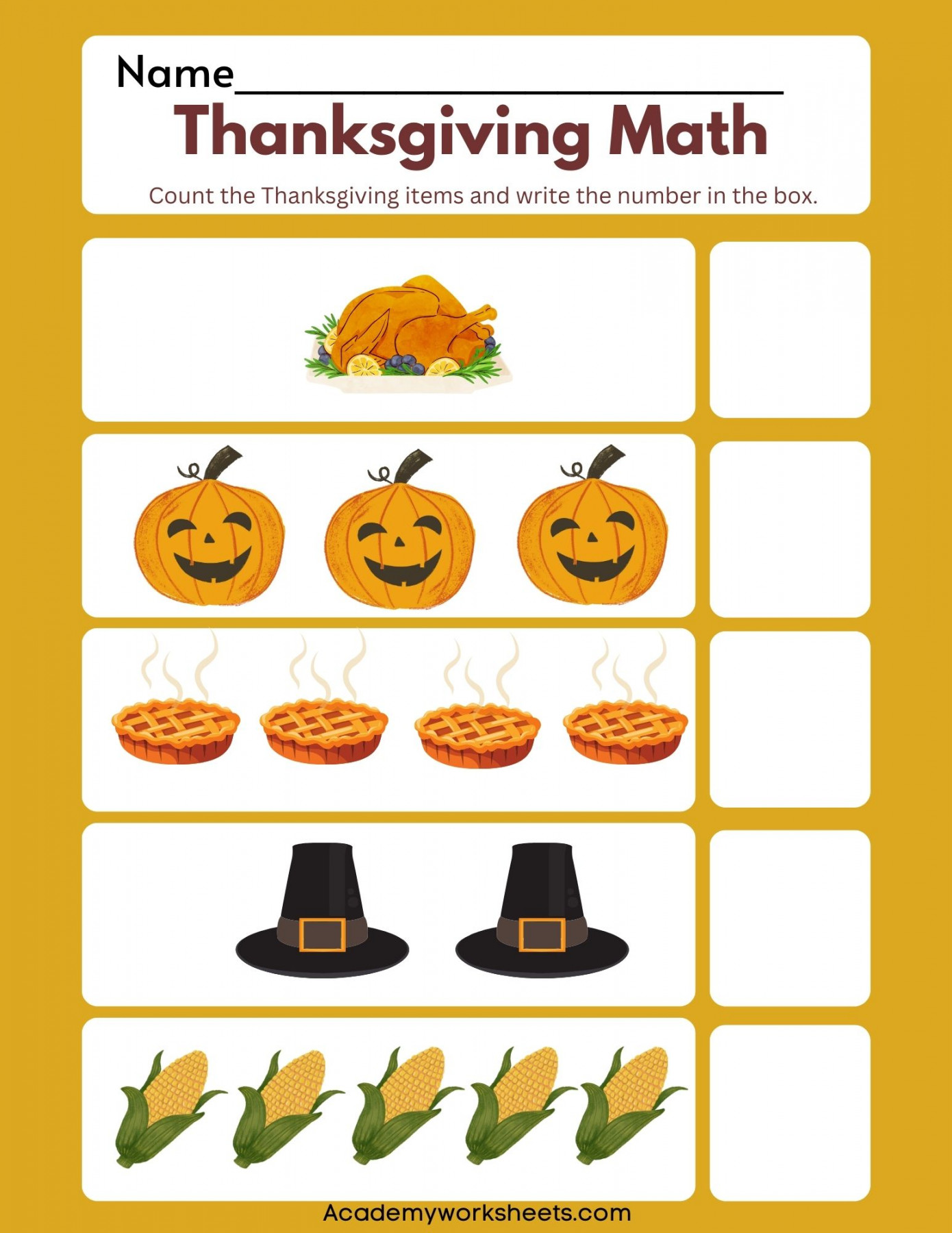 Free Thanksgiving Math Activities for Preschool Kids - Academy