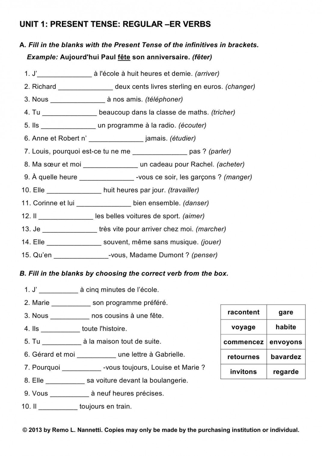 French Grammar Practice Exercises  French worksheets, French