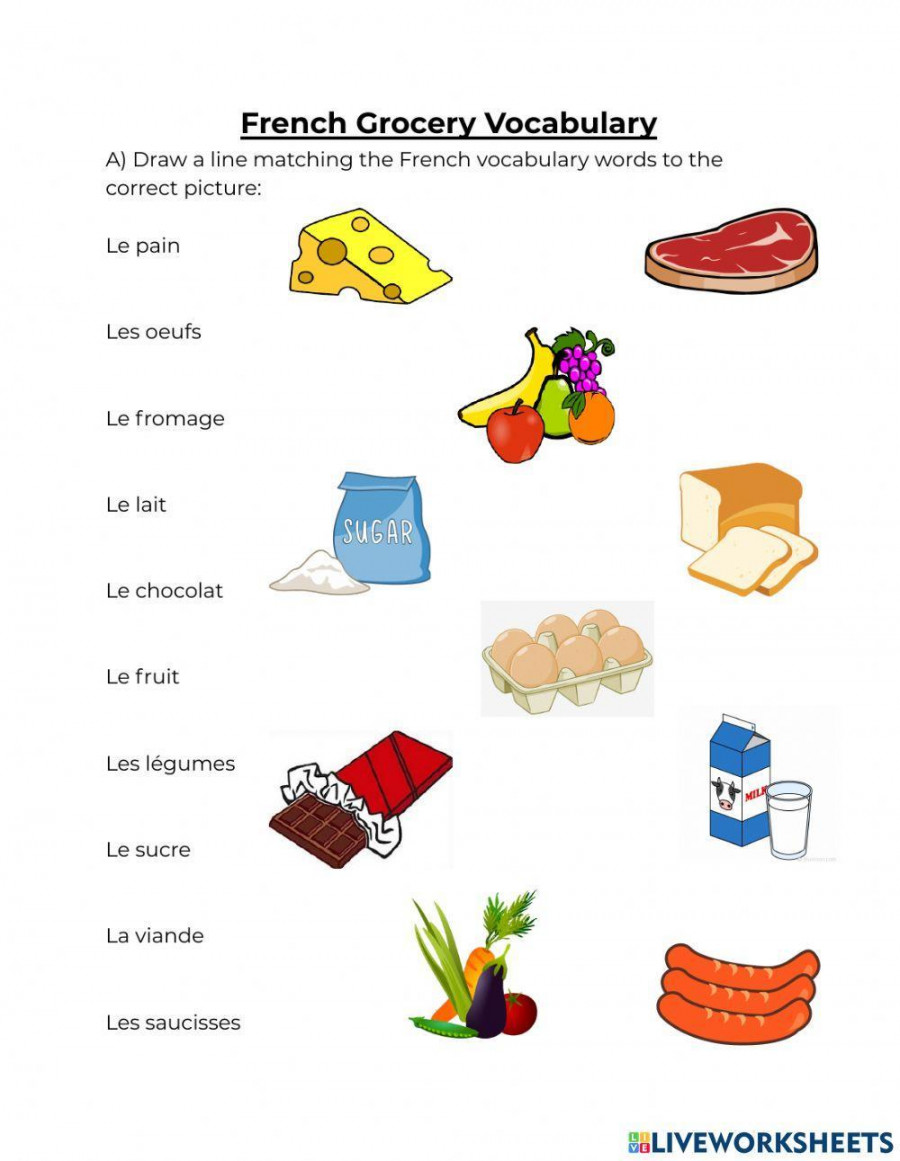 French Grocery Vocabulary - Graeme worksheet  Live Worksheets