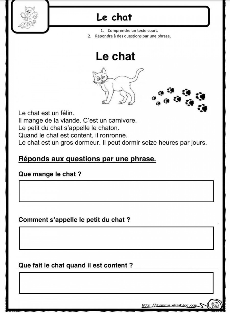 French reading-Francais lecture worksheet  Live Worksheets