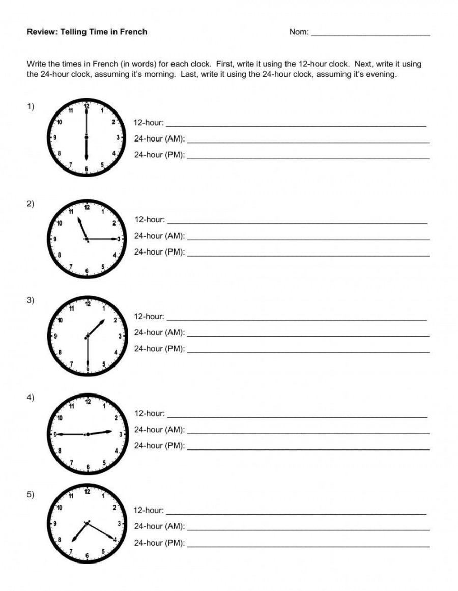 French Time Review: Quelle Heure Est-Il? worksheet  Live Worksheets