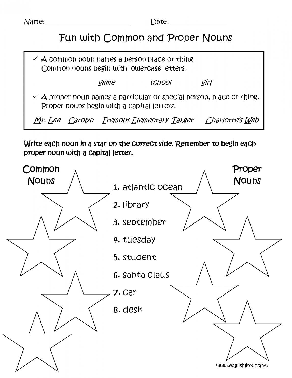 Fun with Common and Proper Nouns Worksheets  Common and proper