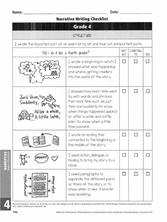 g Narrative Writing Checklist  PDF