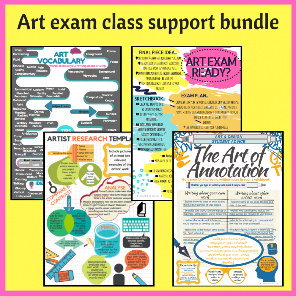 GCSE art student worksheet bundle